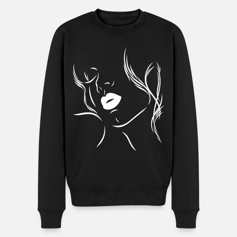 Feminine Silhouette mit sinnlichen Lippen - Männer Premium Bio Pullover - Schwarz