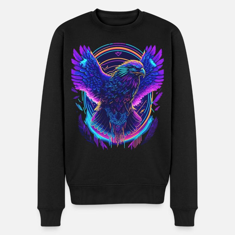 Fliegender Adler Synthwave - Männer Premium Bio Pullover - Schwarz