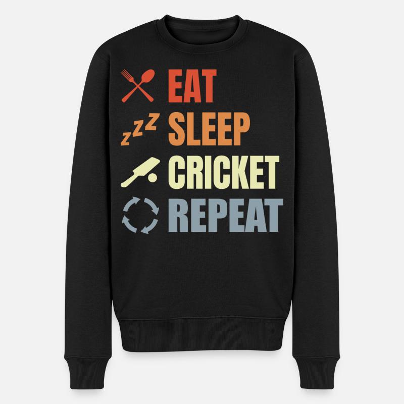 Eat Sleep Cricket Repeat - Männer Premium Bio Pullover - Schwarz