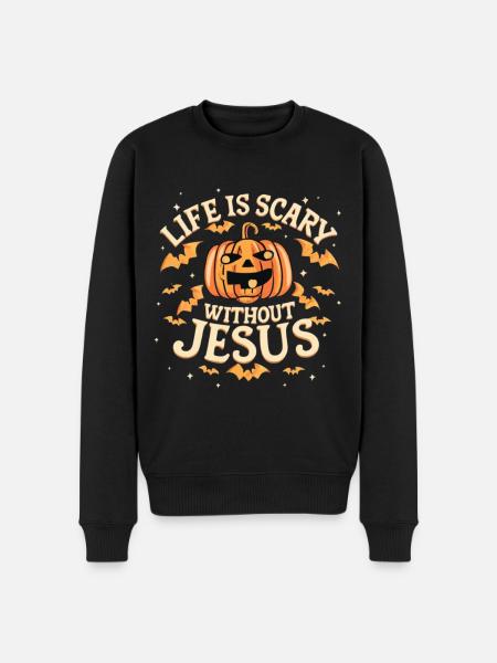 Life is scary without Jesus - Men's Premium Organic Jumper - black