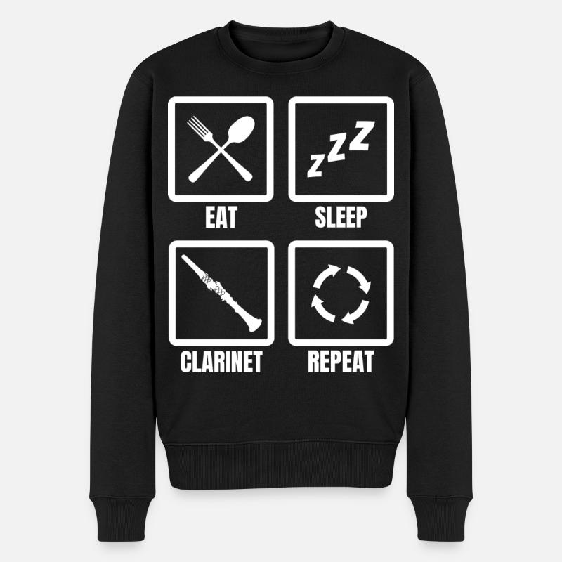Eat Sleep Clarinet Repeat - Männer Premium Bio Pullover - Schwarz