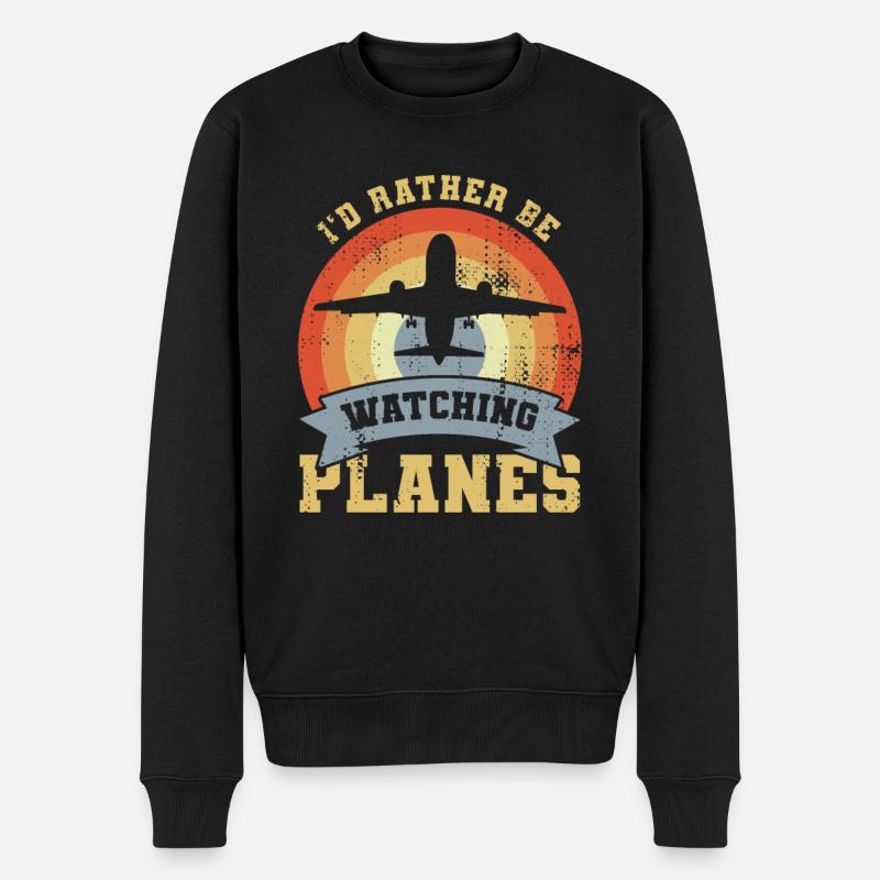 Flugzeuge beobachten - Männer Premium Bio Pullover - Schwarz
