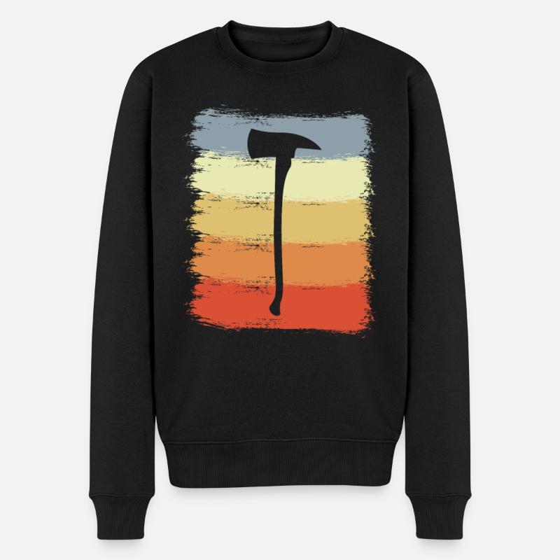 Feuerwehrmann Axt Zeichnung - Männer Premium Bio Pullover - Schwarz