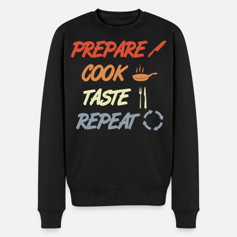 Prepare Cook Taste Repeat - Männer Premium Bio Pullover - Schwarz