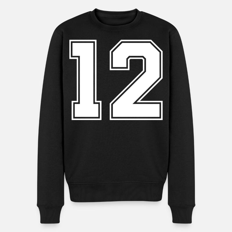 NUMMER ZWÖLF 12 - Männer Premium Bio Pullover - Schwarz