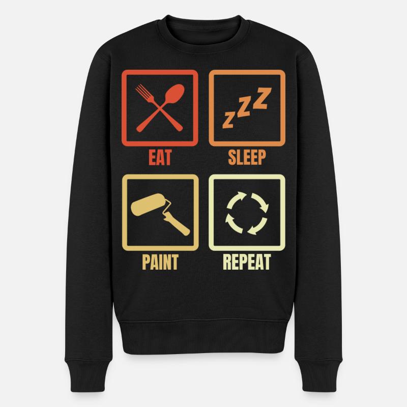 Eat Sleep Paint Repeat - Männer Premium Bio Pullover - Schwarz