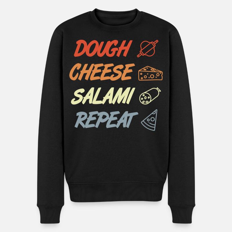 Lustiger Pizza Spruch - Männer Premium Bio Pullover - Schwarz