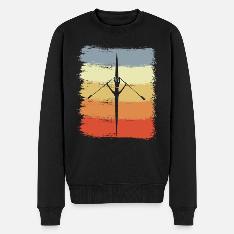 Ruderboot Zeichnung - Männer Premium Bio Pullover - Schwarz