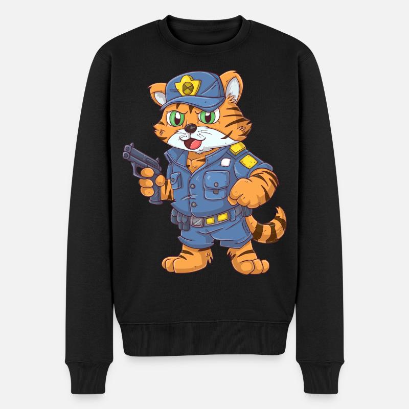 Tiger Polizist - Männer Premium Bio Pullover - Schwarz