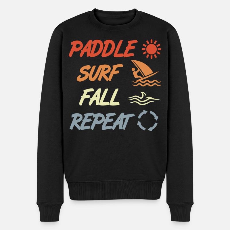 Paddeln Surfen Fallen Wiederholen - Männer Premium Bio Pullover - Schwarz