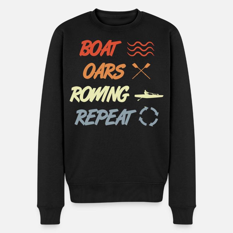 Boat Oars Rowing Repeat - Männer Premium Bio Pullover - Schwarz