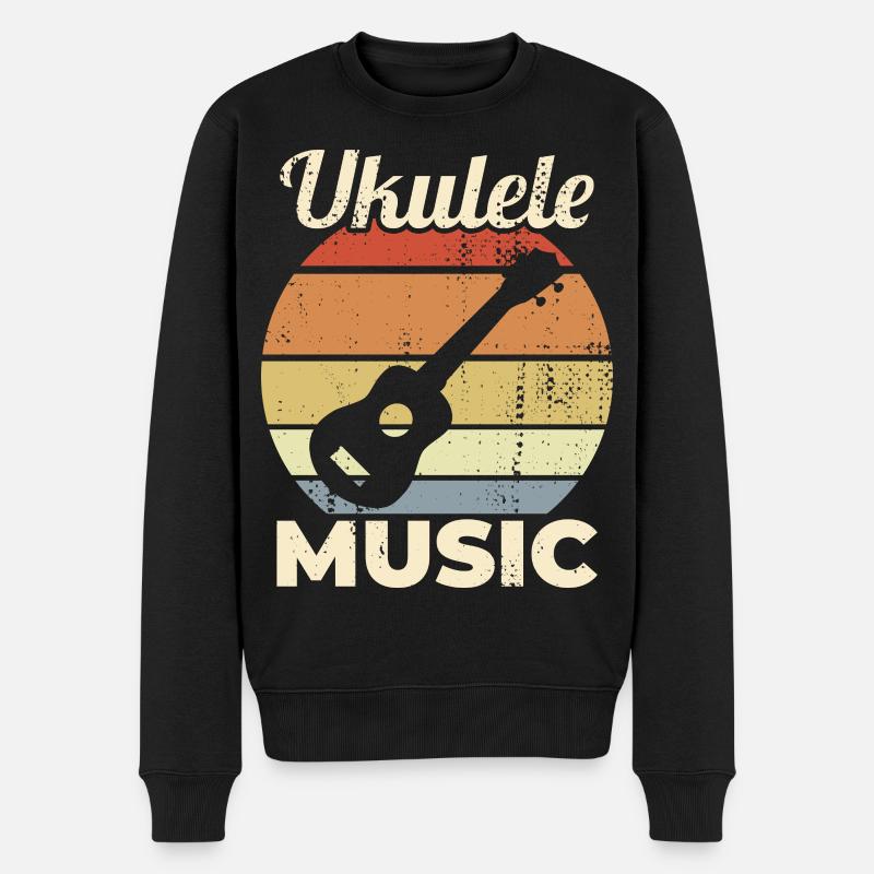 Vintage Ukulele Musik - Männer Premium Bio Pullover - Schwarz