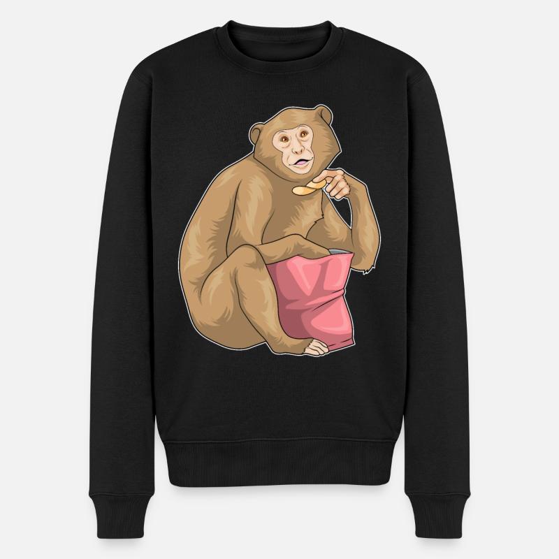 Affe Chips Chipstüte - Männer Premium Bio Pullover - Schwarz