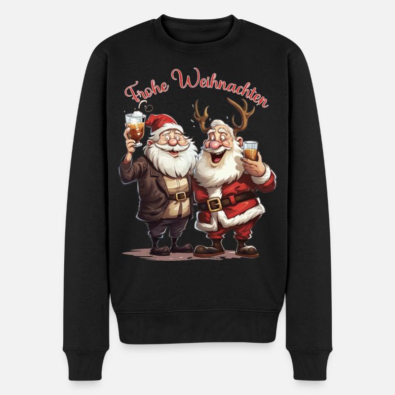 Weihnachtsmann Frohe Weihnachten Geschenk Rentier - Männer Premium Bio Pullover - Schwarz