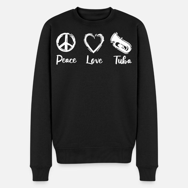 Peace Love Tuba - Männer Premium Bio Pullover - Schwarz