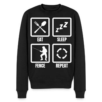 Eat Sleep Fence Repeat - Men's Premium Organic Jumper - black - Front - Nico (187cm)