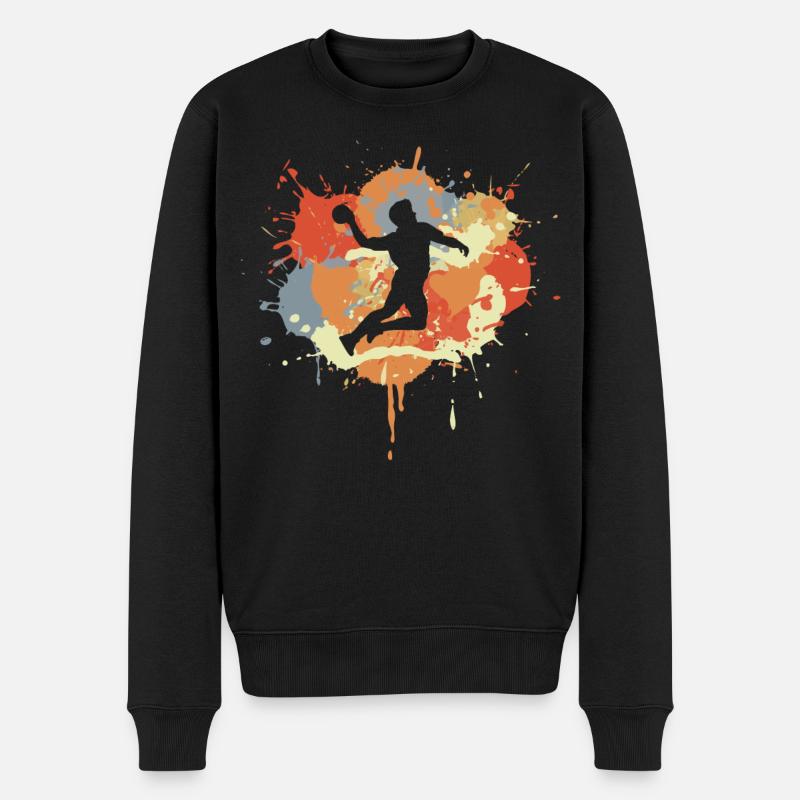 Drôle de joueur de handball - Pull Premium bio Homme - noir