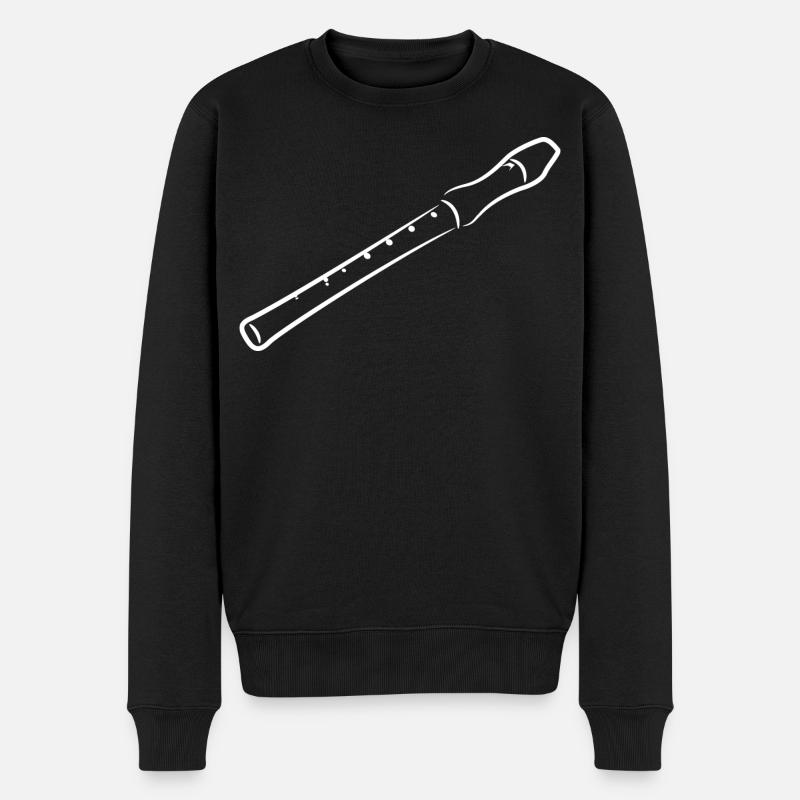 Flöte Skizze - Männer Premium Bio Pullover - Schwarz