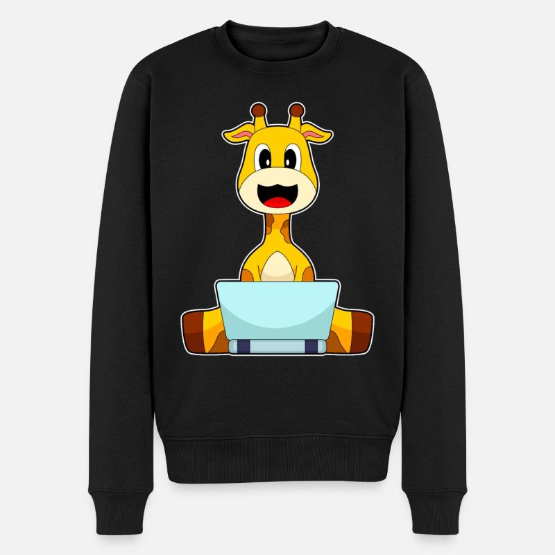Giraffe Laptop - Männer Premium Bio Pullover - Schwarz