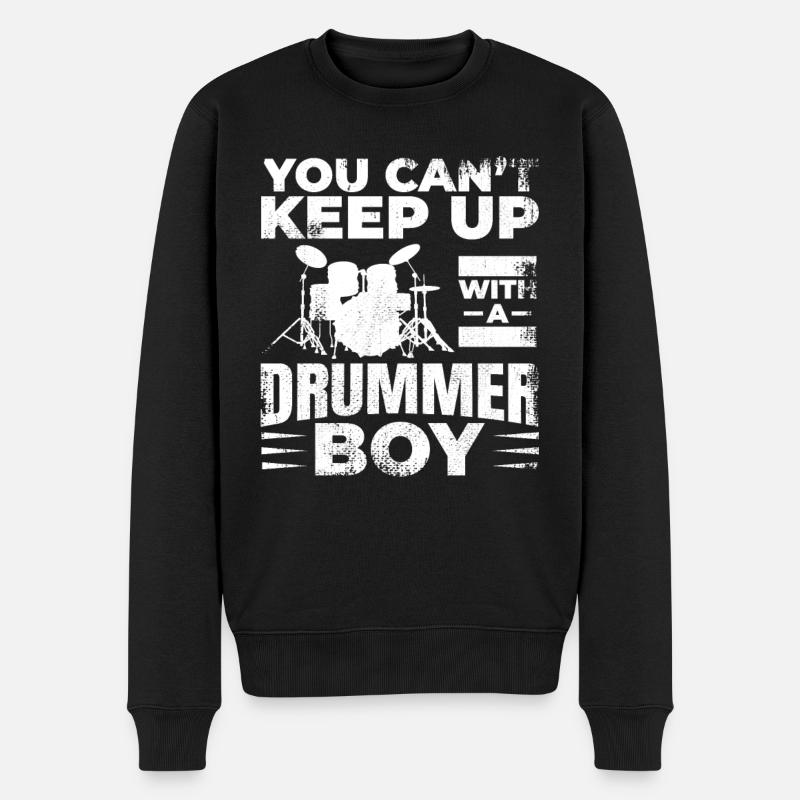 Drummer Junge - Männer Premium Bio Pullover - Schwarz