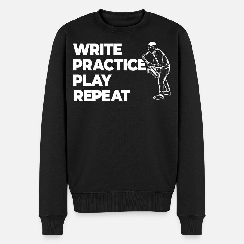 Writing, practicing, playing, repeating - Men's Premium Organic Jumper - black