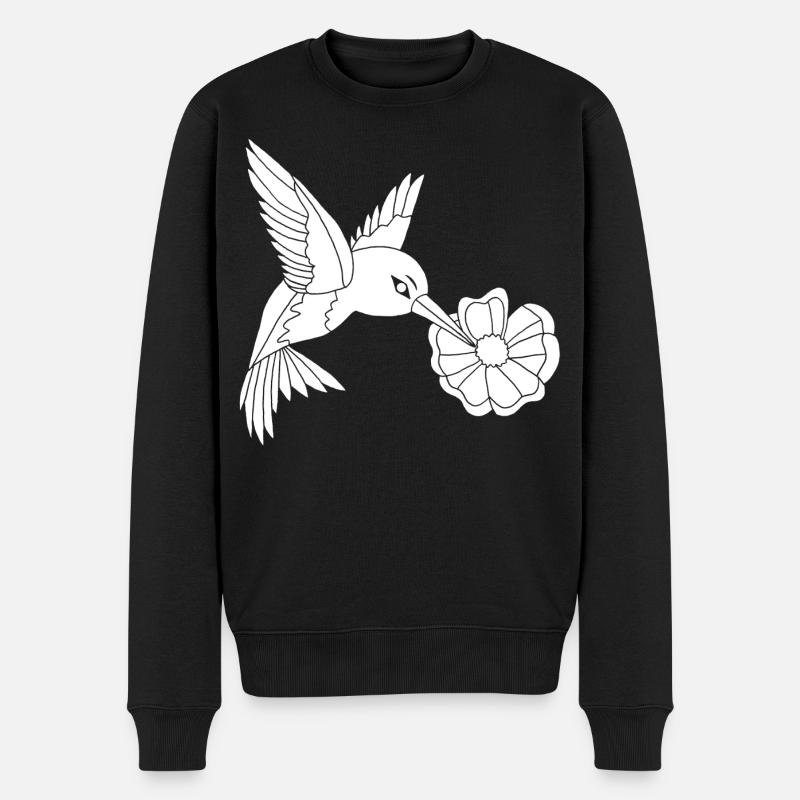 Oiseau butineur blanc - Pull Premium bio Homme - noir
