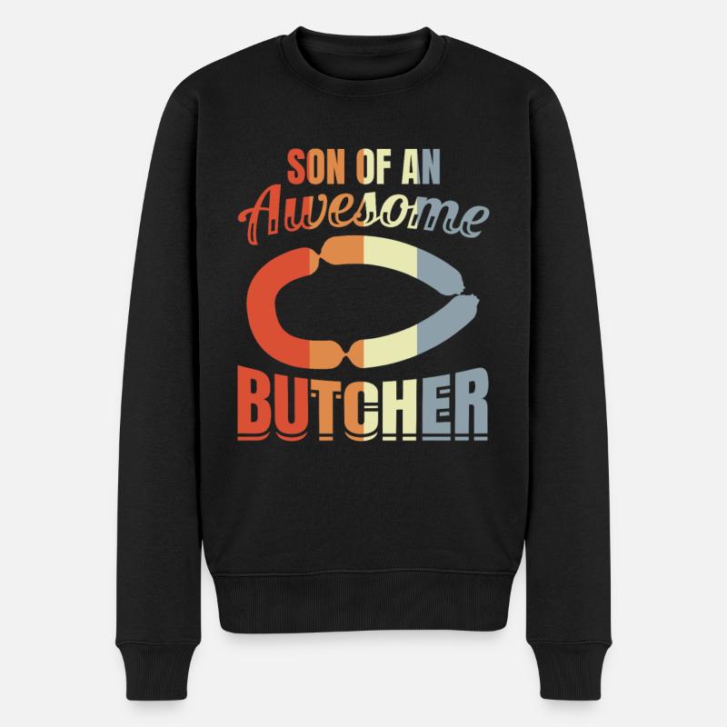 Metzger Sohn - Männer Premium Bio Pullover - Schwarz