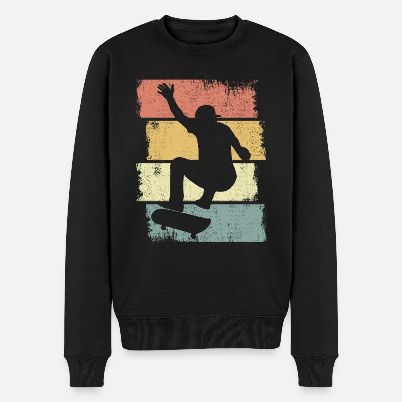Dessin de garçon de skateboard - Pull Premium bio Homme - noir