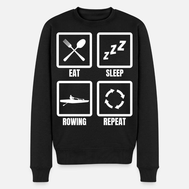 Eating, sleeping, rowing, repeating - Men's Premium Organic Jumper - black