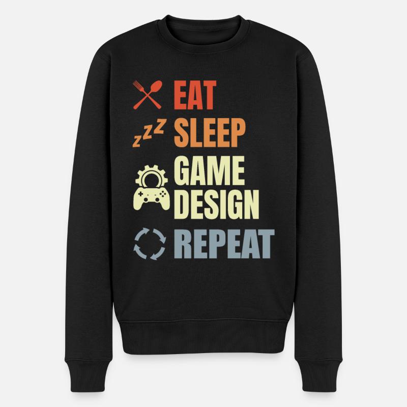 Eat Sleep Game Design Répéter - Pull Premium bio Homme - noir