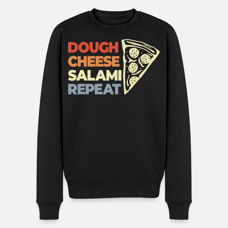 Lustiger Pizza Spruch - Männer Premium Bio Pullover - Schwarz