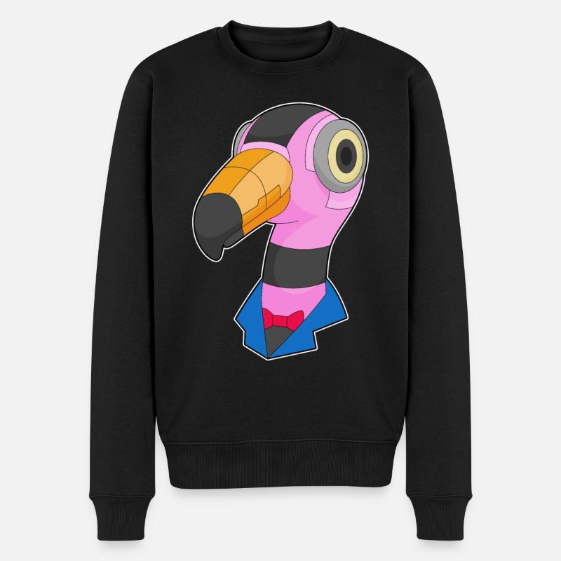 Flamingo Roboter - Männer Premium Bio Pullover - Schwarz