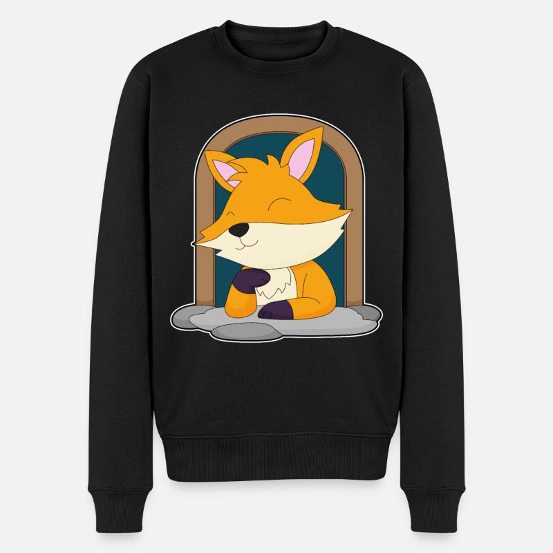 Süßer Fuchs - Männer Premium Bio Pullover - Schwarz