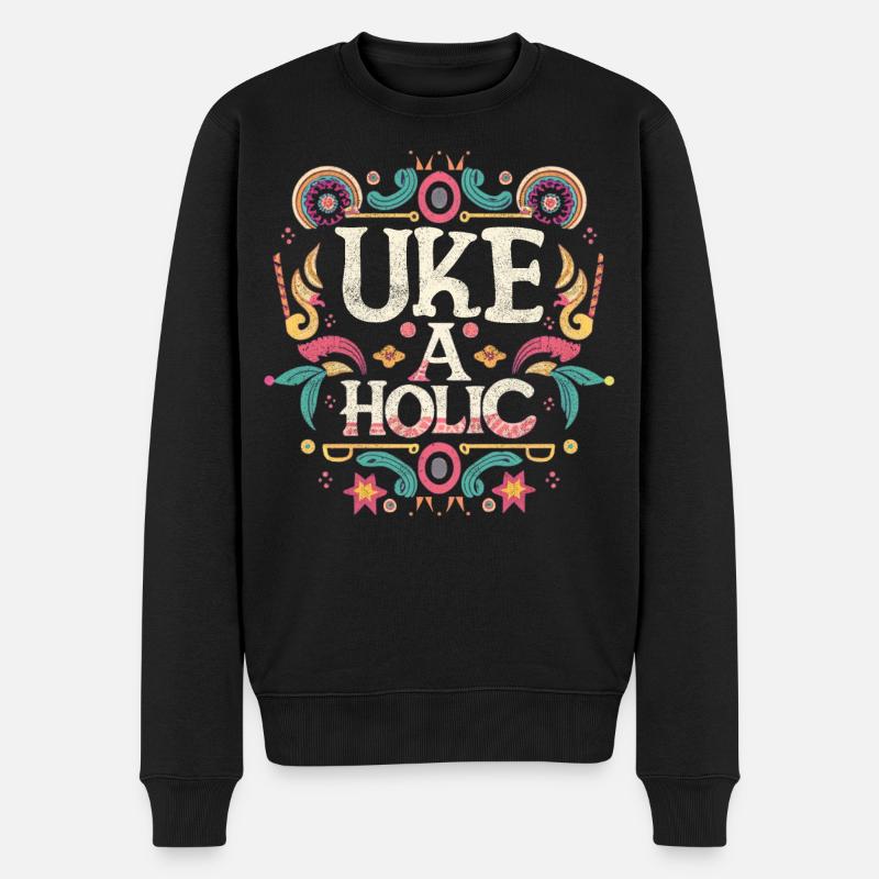 Uke-aholic - Männer Premium Bio Pullover - Schwarz