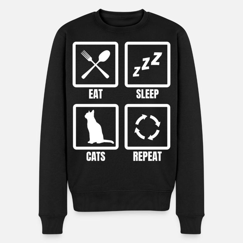 Eat Sleep Cats Répéter - Pull Premium bio Homme - noir
