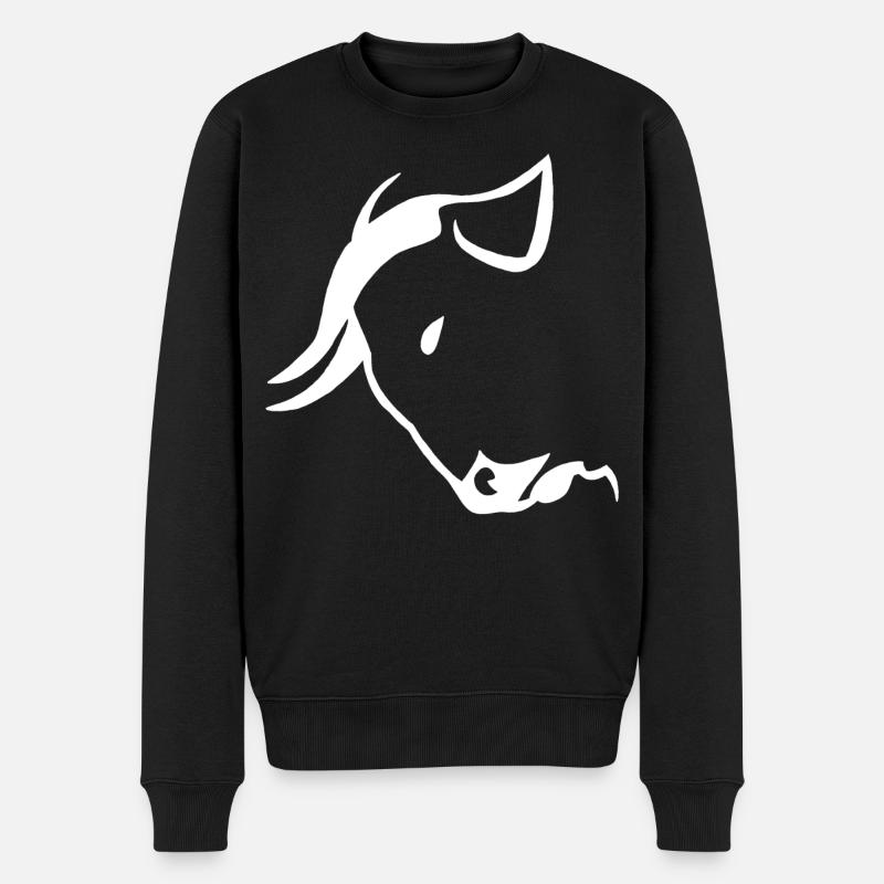 Weißer Stierkopf - Männer Premium Bio Pullover - Schwarz