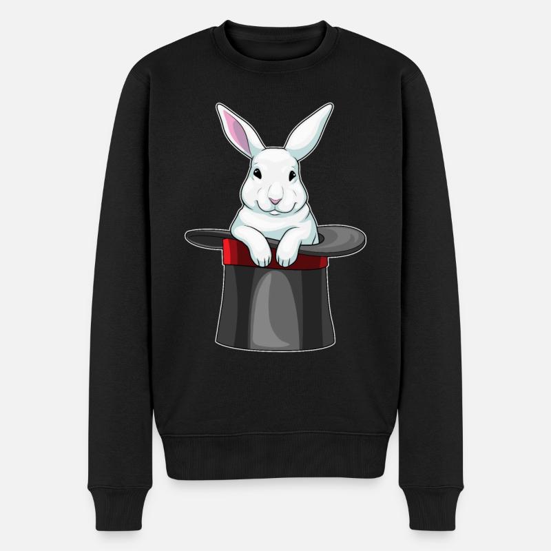 Hase Zauberer Zylinder - Männer Premium Bio Pullover - Schwarz