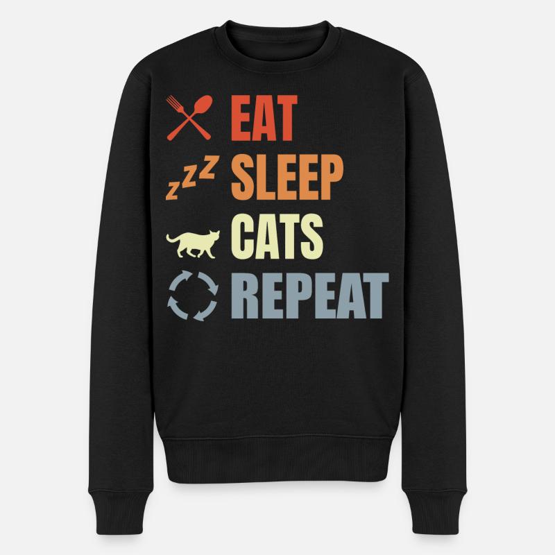 Eat Sleep Cats Répéter - Pull Premium bio Homme - noir
