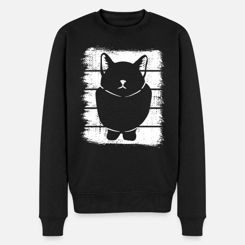 Katze Skizze - Männer Premium Bio Pullover - Schwarz