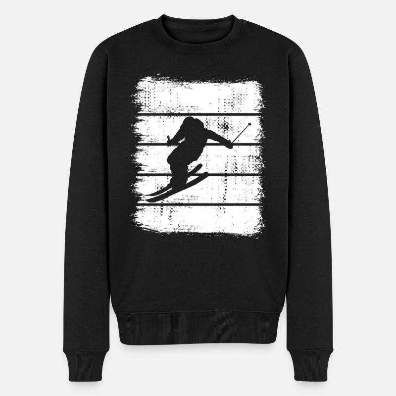 Dessin de skieur - Pull Premium bio Homme - noir