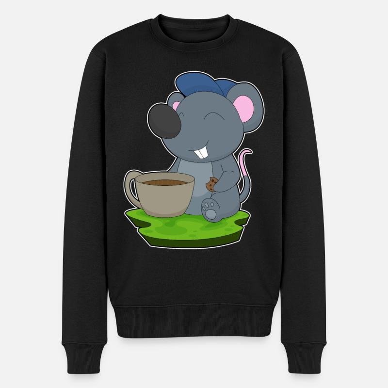 Maus Kaffee Tasse - Männer Premium Bio Pullover - Schwarz