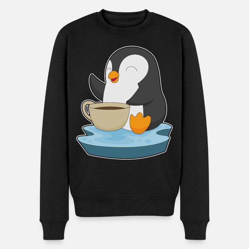 Pinguin Kaffee Tasse - Männer Premium Bio Pullover - Schwarz
