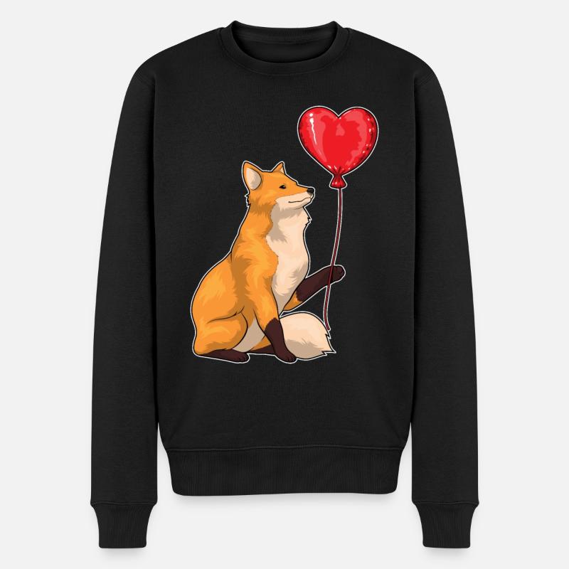 Fuchs Luftballon - Männer Premium Bio Pullover - Schwarz