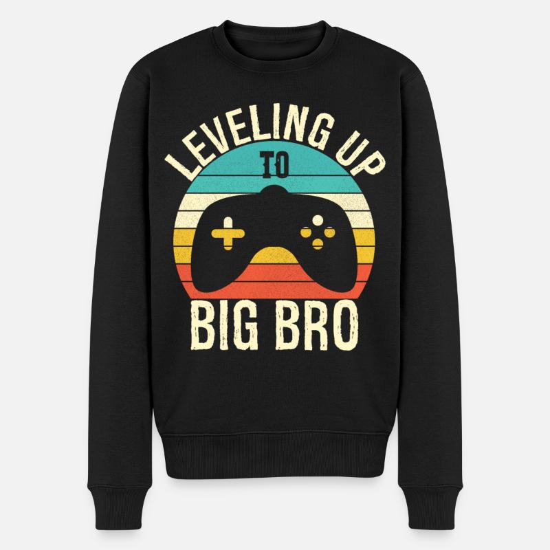 Aufleveln zum Big Bro - Männer Premium Bio Pullover - Schwarz