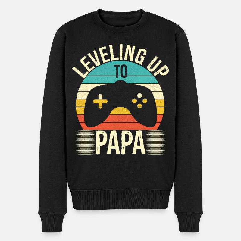 Leveling up to papa - Pull Premium bio Homme - noir