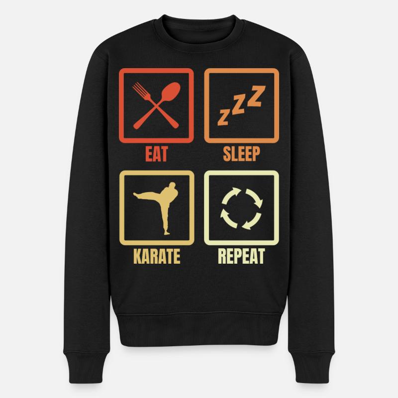 Eat Sleep Karate Repeat - Männer Premium Bio Pullover - Schwarz