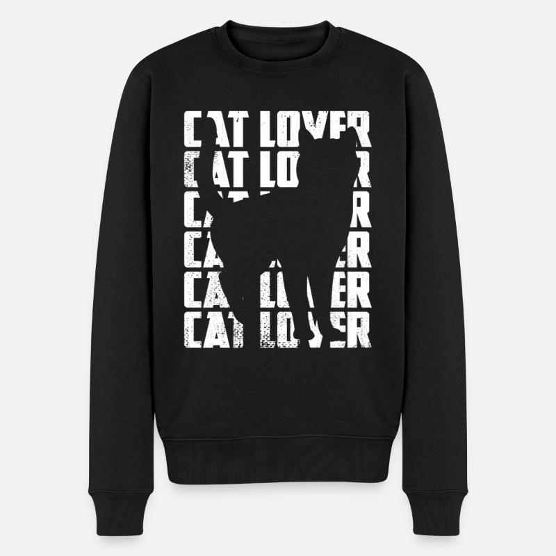 Katzenliebhaber - Männer Premium Bio Pullover - Schwarz