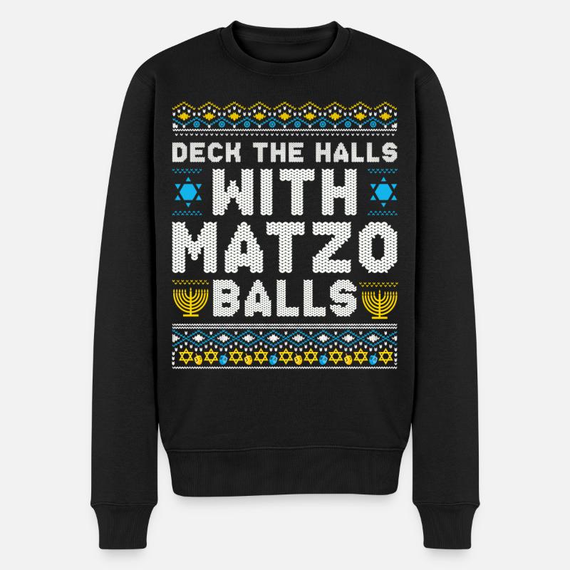 Frohe Weihnachten, Weihnachten, Chanukka, Weihnachten - Männer Premium Bio Pullover - Schwarz