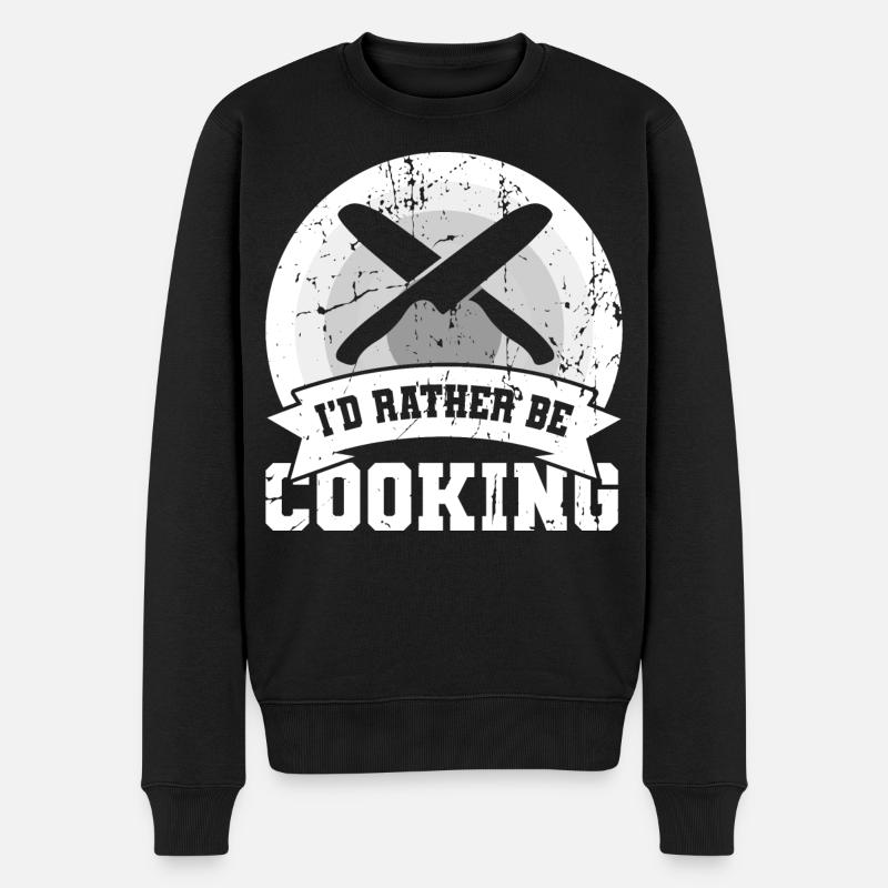 Ich würde lieber kochen - Männer Premium Bio Pullover - Schwarz