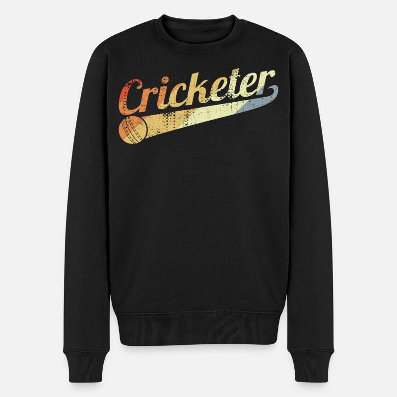 Retro Kricketspieler - Männer Premium Bio Pullover - Schwarz